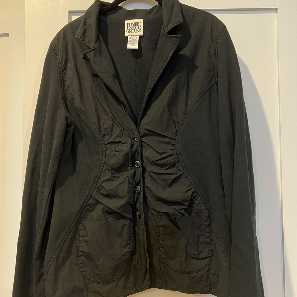 Prairie Underground Black Blazer with Ruched Waist